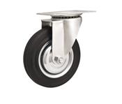 Rodízio Industrial Preto 76mm Giratório Sem Trava com Chapinha 60kg Vonder 