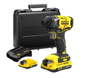 Parafusadeira de Impacto 20V 1/4 Polegadas Biv 2 Bateria Brush com Maleta SBI810D2K Stanley