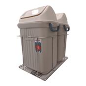 Lixeira Dupla 3430-05 com Balde Bege 19 litros Moveltec