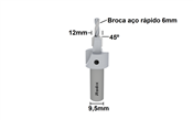 Escareador 45 Graus Diam 12 mm para Broca Ar 6mm 1260.04 Radix